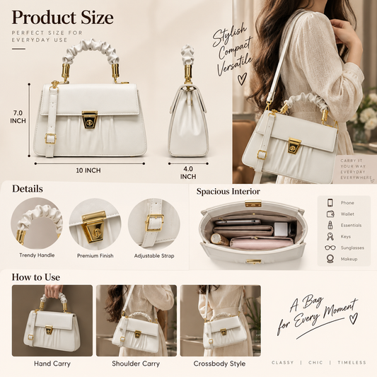 Women’s Stylish PU Leather Handbag | Elegant Shoulder & Crossbody Sling Bag | 7 Color Variants