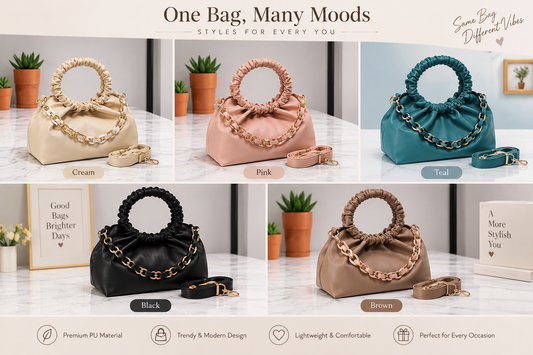 Women’s Stylish Ruched Handle Sling Bag | Korean Crossbody Handbag | Trendy Shoulder Bag for Girls | Lightweight PU Handbag